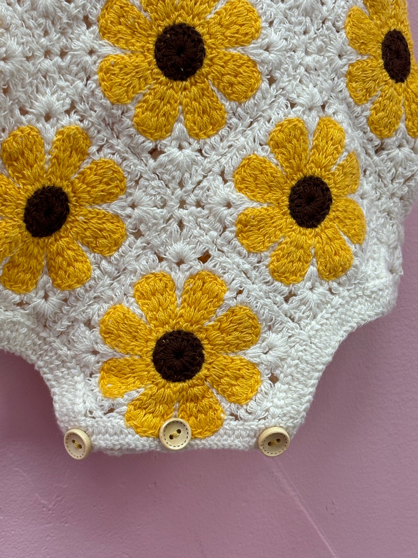 Crochet Sunflower Romper - Baby Girl
