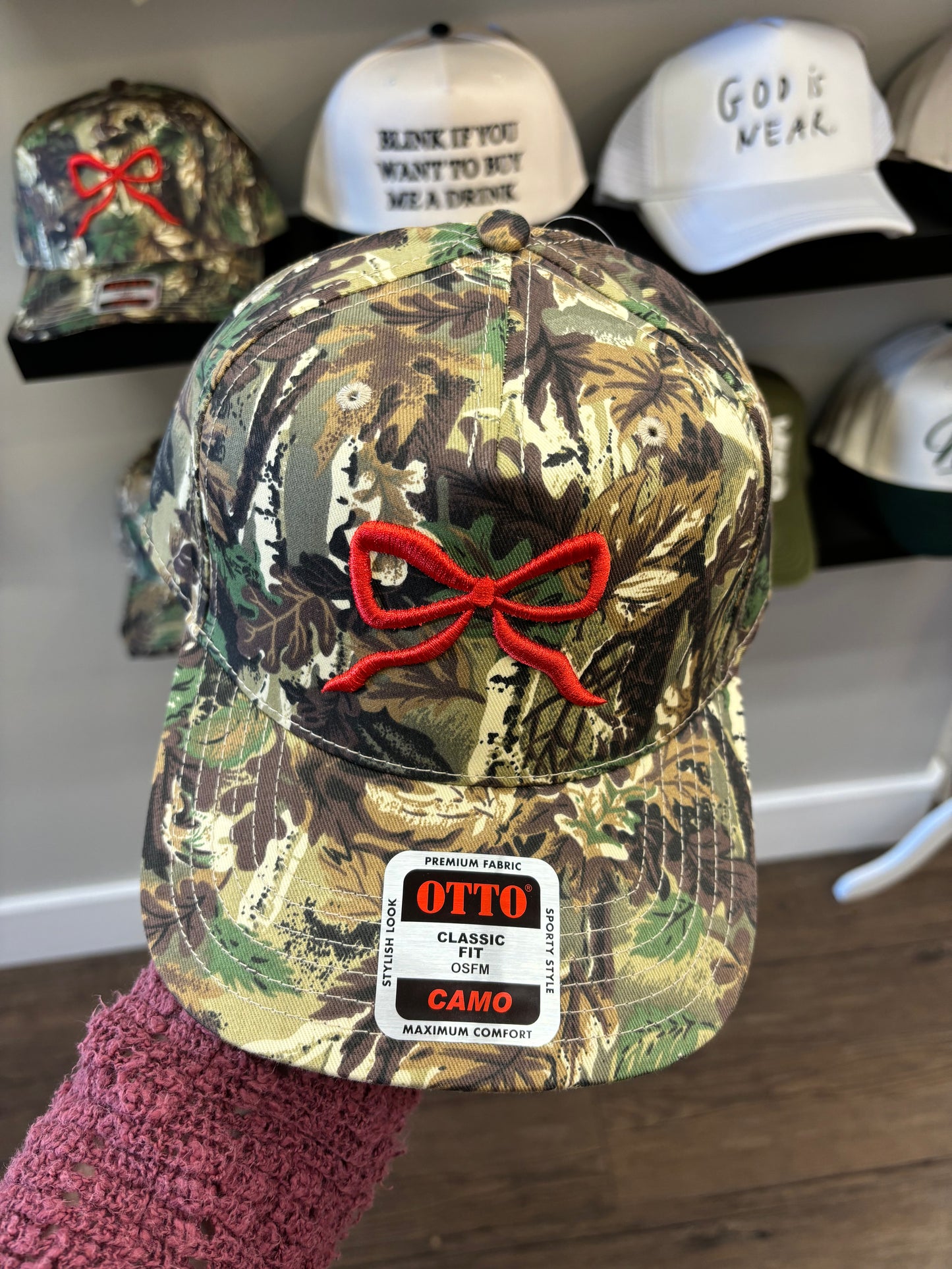 Camo Bow Hat - Red