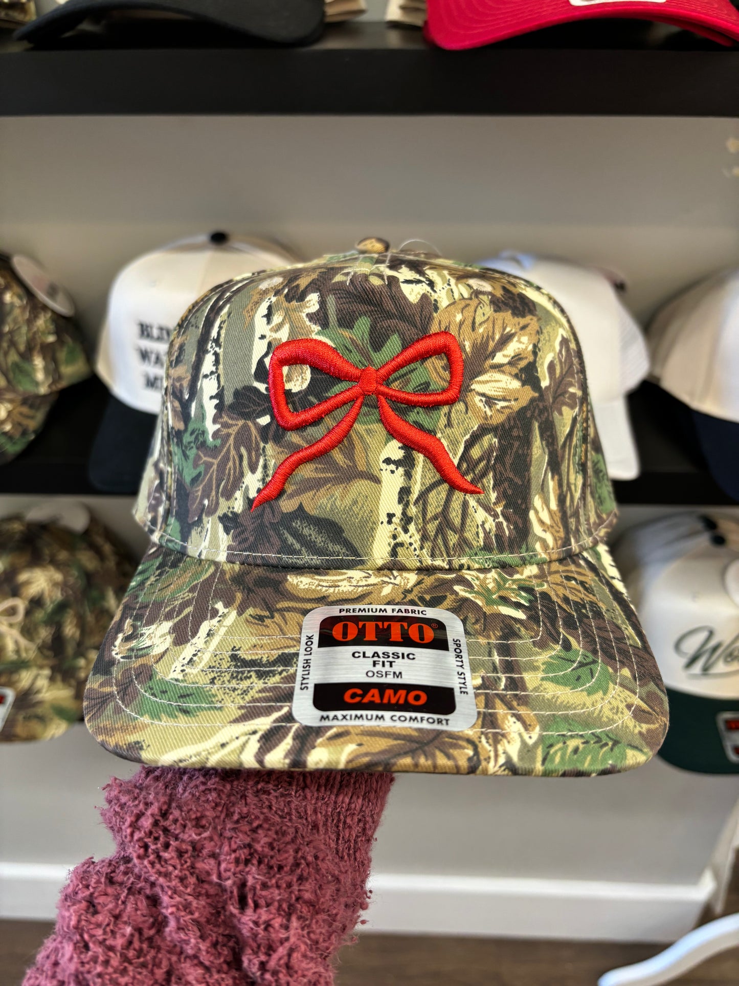 Camo Bow Hat - Red