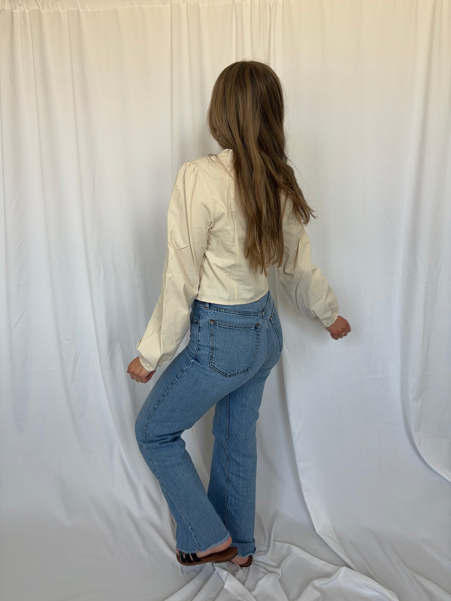 Puff Sleeve Ruffle Square Neck Blouse