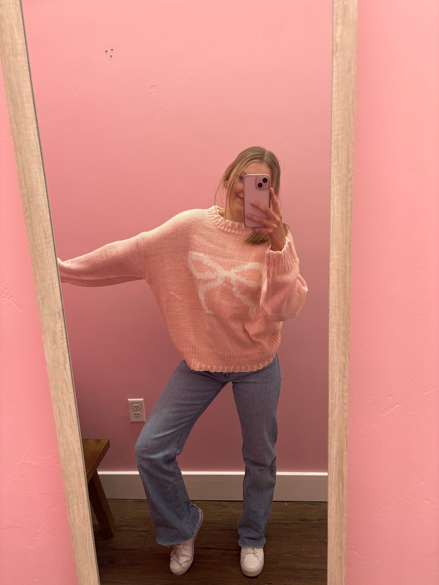 Baby Pink Bow Sweater