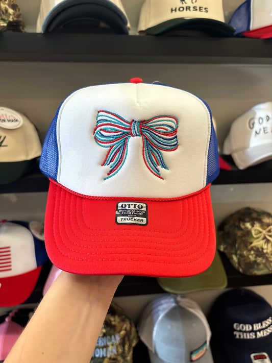 Patriotic Doodle Bow Hat