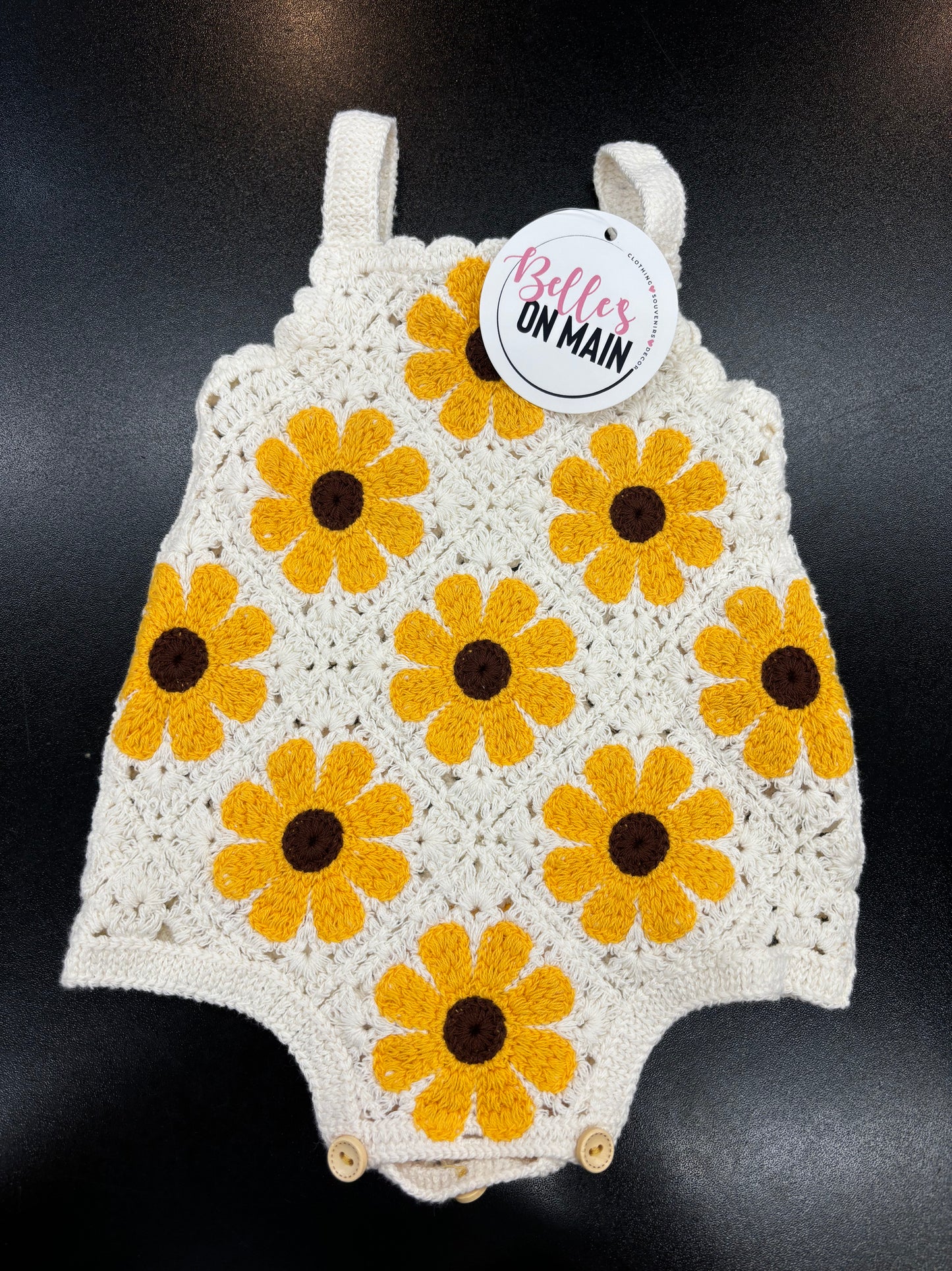 Crochet Sunflower Romper - Baby Girl