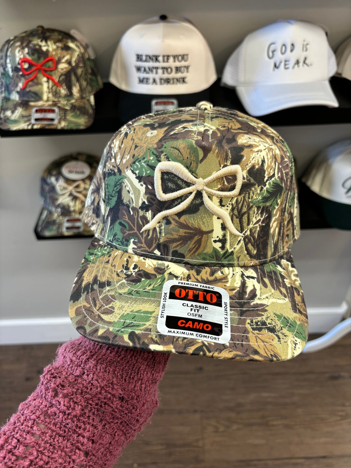 Camo Bow Hat - Cream