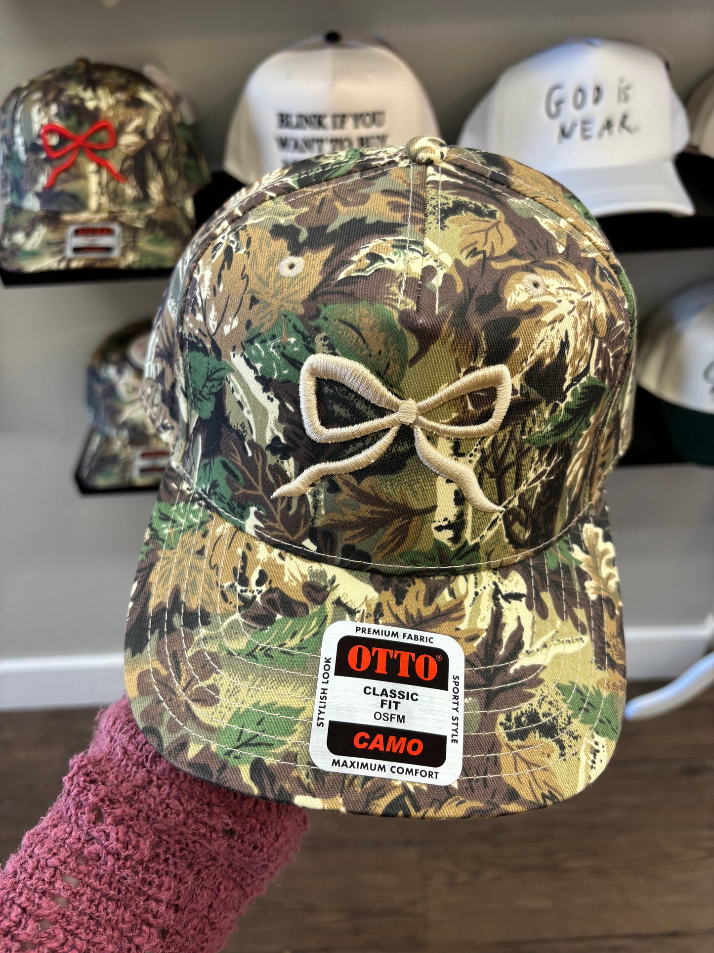 Camo Bow Hat - Cream