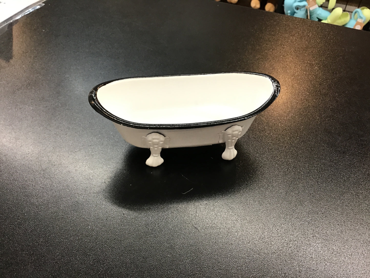 White iron bathtub soap dish