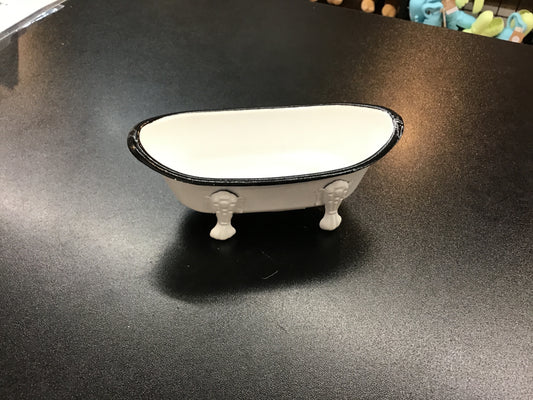 White iron bathtub soap dish