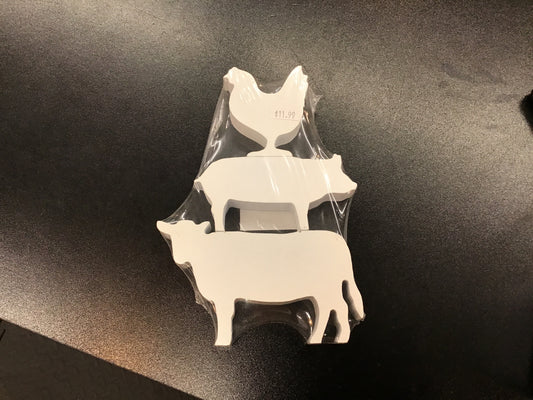 Wooden cow pig chicken